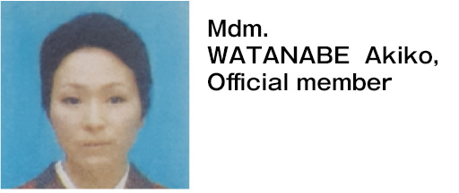 Mdm.AKIKO Watanabe
Vice Chairwoman of All Japan Cha-do 
Assosiation AIZU 
